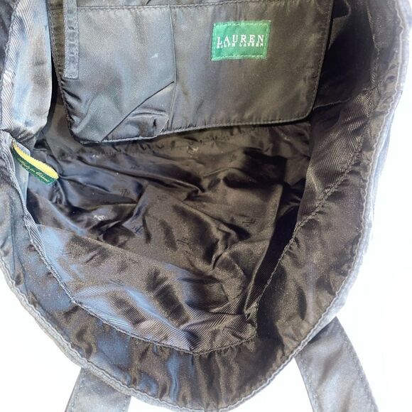 Lauren Ralph Lauren Black Nylon Tote Bag with Monogram - Picture 7 of 8